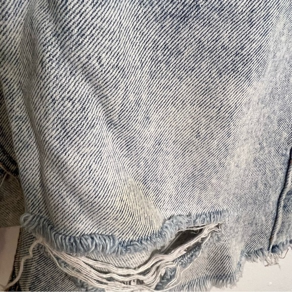 Zara Trafaluc Cut Off Denim Mini Skirt Acid Wash - Picture 8 of 14